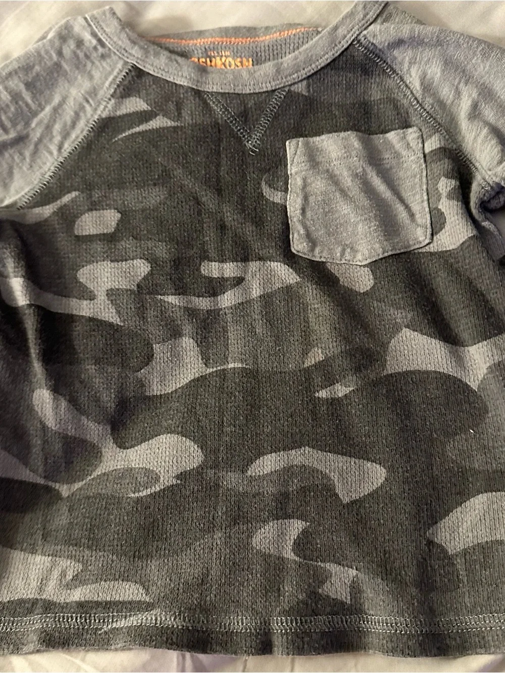 OshKosh B'gosh Gray and Black Camo Pocket Tee